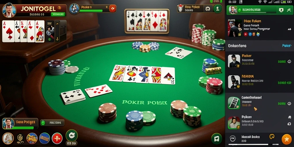 Tampilan antarmuka JONITOGEL yang menarik dan fungsional dalam permainan Poker.