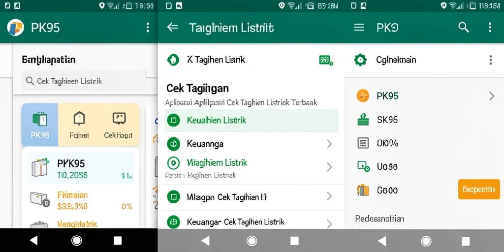 Tampilan antarmuka aplikasi Cek Tagihan Listrik PK95 yang user-friendly.