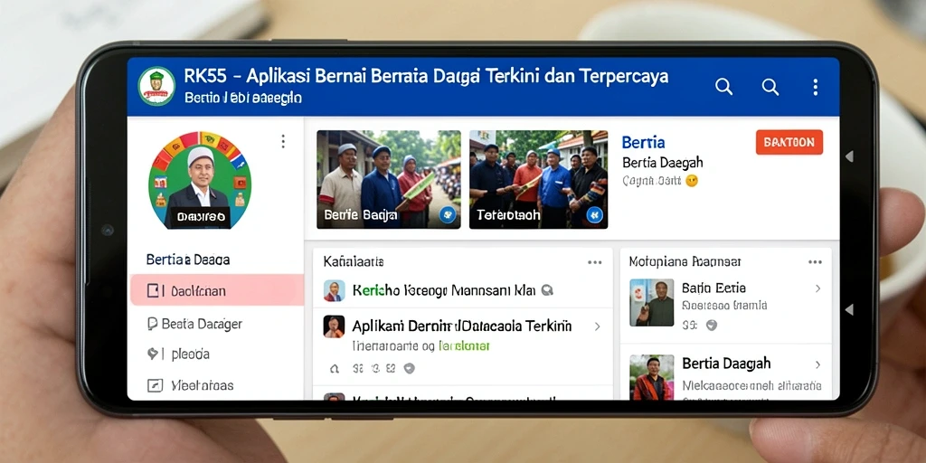 Antarmuka RK55 menampilkan berita daerah terbaru dengan jelas dan menarik.