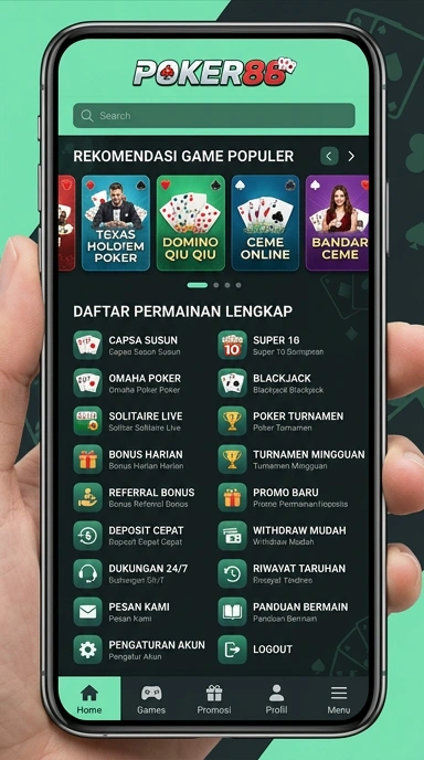 Tampilan katalog aplikasi poker88