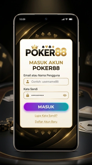 Tampilan halaman login poker88