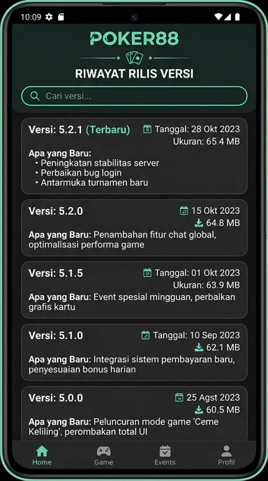 Tampilan riwayat versi poker88